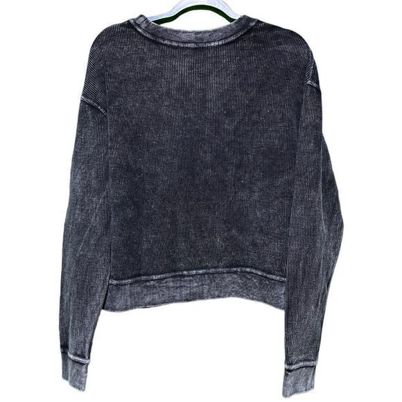 NWT Simply Southern Large Black Acid Washed Cropped “YALL”‎ Crewneck Sweatshirt - Picture 4 of 7